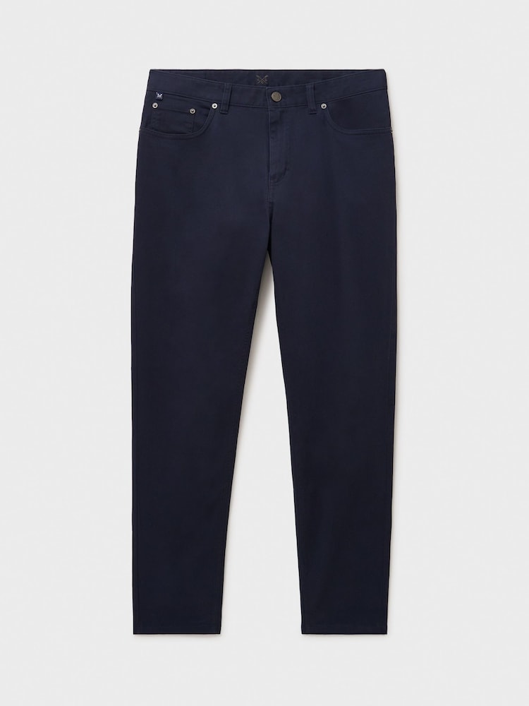 Crew Clothing Blue Brushed Twill Slim-Fit Trousers - Image 5 of 5