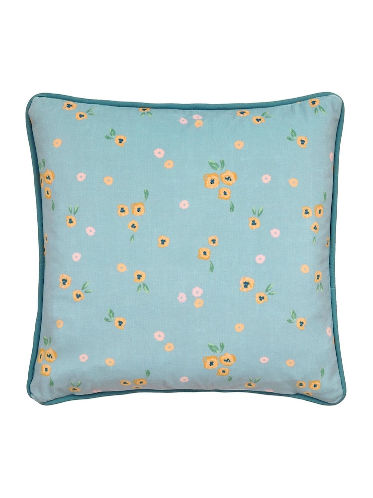 Dreams & Drapes Red Abstract Poppy Velvet Filled Cushion - Image 4 of 4