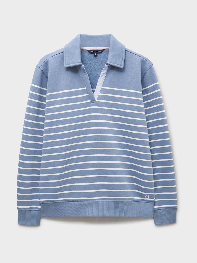 Crew Clothing Blue Sandy Flip-Collar Sweatshirt - Image 6 of 6