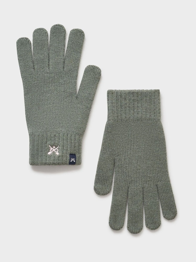 Crew Clothing Green Knit Ribbed Gloves - Image 1 of 1