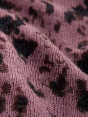 Mauve Purple Animal - Sheer Knitted Long Sleeve Collared Shirt - صورة 8 من 8