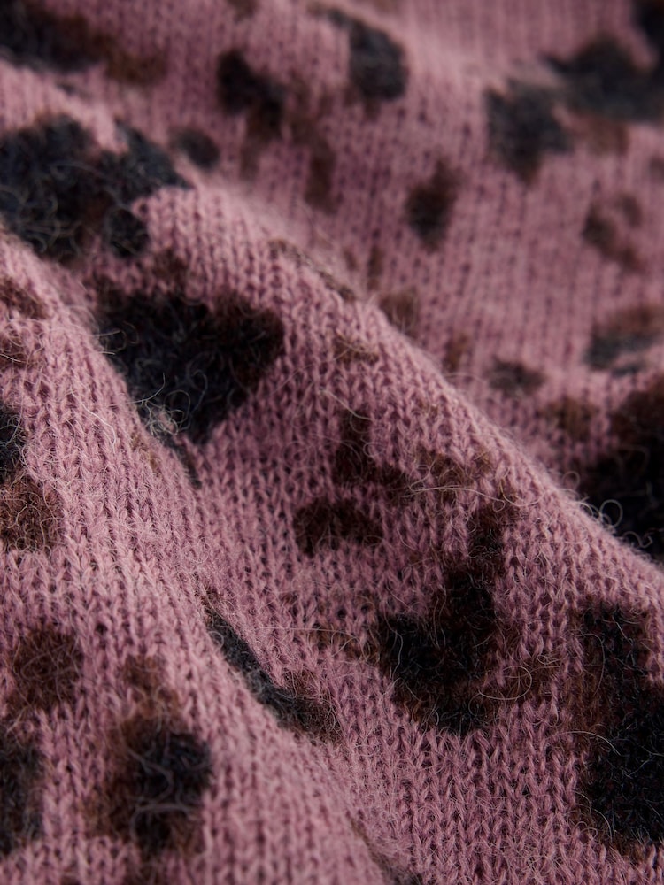 Mauve Purple Animal - Sheer Knitted Long Sleeve Collared Shirt - صورة 8 من 8 Mauve Purple Animal - Sheer Knitted Long Sleeve Collared Shirt - صورة 8 من 8