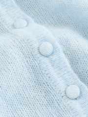 أزرق فاتح - Sheer Knitted Long Sleeve Collared Shirt - صورة 9 من 9