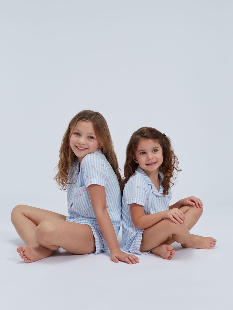Boux Avenue Blue Matching Stripe Heart Modal Pyjamas Set - Image 2 of 6 Boux Avenue Blue Matching Stripe Heart Modal Pyjamas Set - Image 2 of 6