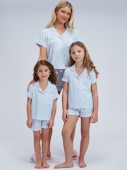 Boux Avenue Blue Matching Stripe Heart Modal Pyjamas Set - Image 6 of 6