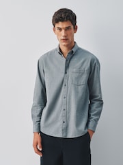 Grey Brushed Oxford Long Sleeve Shirt - Image 1 of 6