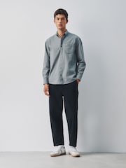 Grey Brushed Oxford Long Sleeve Shirt - Image 3 of 6