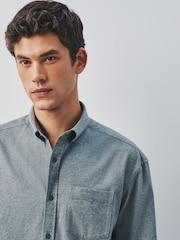 Grey Brushed Oxford Long Sleeve Shirt - Image 4 of 6
