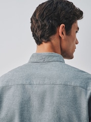 Grey Brushed Oxford Long Sleeve Shirt - Image 5 of 6