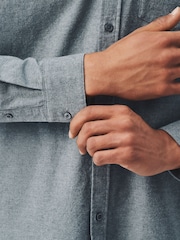 Grey Brushed Oxford Long Sleeve Shirt - Image 6 of 6