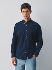 Navy Brushed Oxford Long Sleeve Shirt - Image 1 of 6
