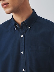 Navy Brushed Oxford Long Sleeve Shirt - Image 4 of 6