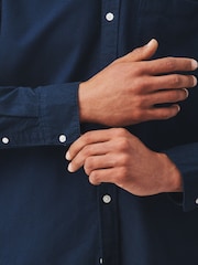 Navy Brushed Oxford Long Sleeve Shirt - Image 6 of 6