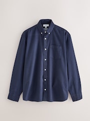 Navy Brushed Oxford Long Sleeve Shirt - Image 7 of 9