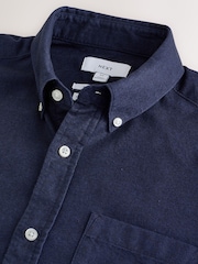 Navy Brushed Oxford Long Sleeve Shirt - Image 9 of 9