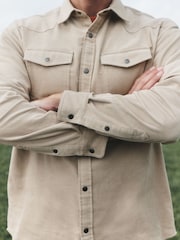 Ecru Cream Cord Western Styling Long Sleeve Shirt - Image 4 of 7
