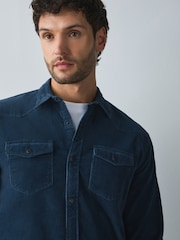 Blue Cord Western Styling Long Sleeve Shirt - Image 1 of 7
