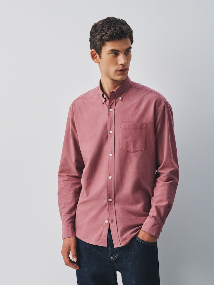 Blush Pink Brushed Oxford Long Sleeve Shirt - Image 1 of 9 Blush Pink Brushed Oxford Long Sleeve Shirt - Image 1 of 9