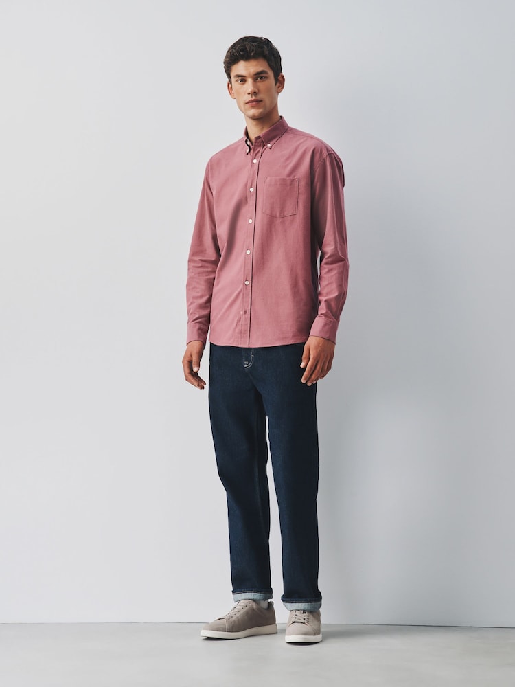 Blush Pink Brushed Oxford Long Sleeve Shirt - Image 2 of 9 Blush Pink Brushed Oxford Long Sleeve Shirt - Image 2 of 9