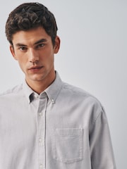 Neutral Stone Brushed Oxford Long Sleeve Shirt - Image 5 of 6