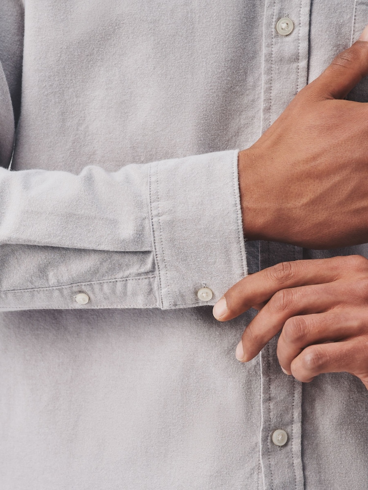 Neutral Stone Brushed Oxford Long Sleeve Shirt - Image 6 of 6 Neutral Stone Brushed Oxford Long Sleeve Shirt - Image 6 of 6