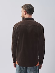 Chocolate Brown Cord Western Styling Long Sleeve Shirt - Image 3 of 9