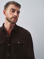 Chocolate Brown Cord Western Styling Long Sleeve Shirt - Image 5 of 9