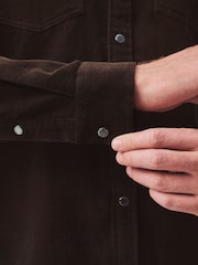 Chocolate Brown Cord Western Styling Long Sleeve Shirt - Image 6 of 9