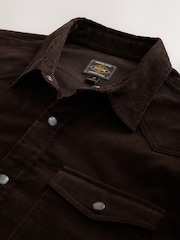 Chocolate Brown Cord Western Styling Long Sleeve Shirt - Image 9 of 9