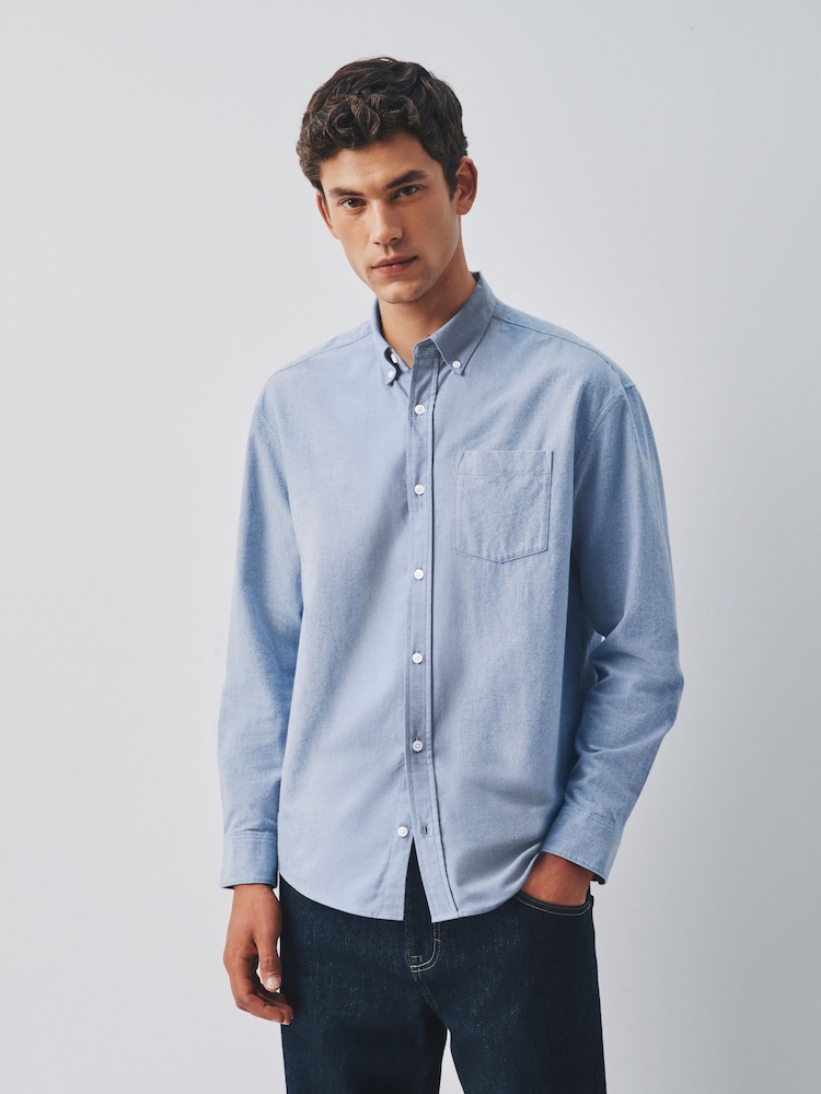 Light Blue Brushed Oxford Long Sleeve Shirt - Image 1 of 9 Light Blue Brushed Oxford Long Sleeve Shirt - Image 1 of 9
