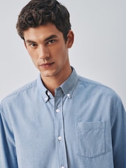 Light Blue Brushed Oxford Long Sleeve Shirt - Image 5 of 9