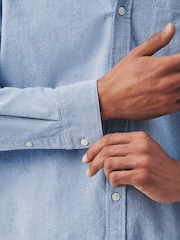 Light Blue Brushed Oxford Long Sleeve Shirt - Image 6 of 9