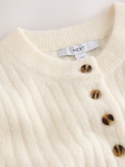 Ecru Ribbed Knit Henley Mini Dress - Image 6 of 7