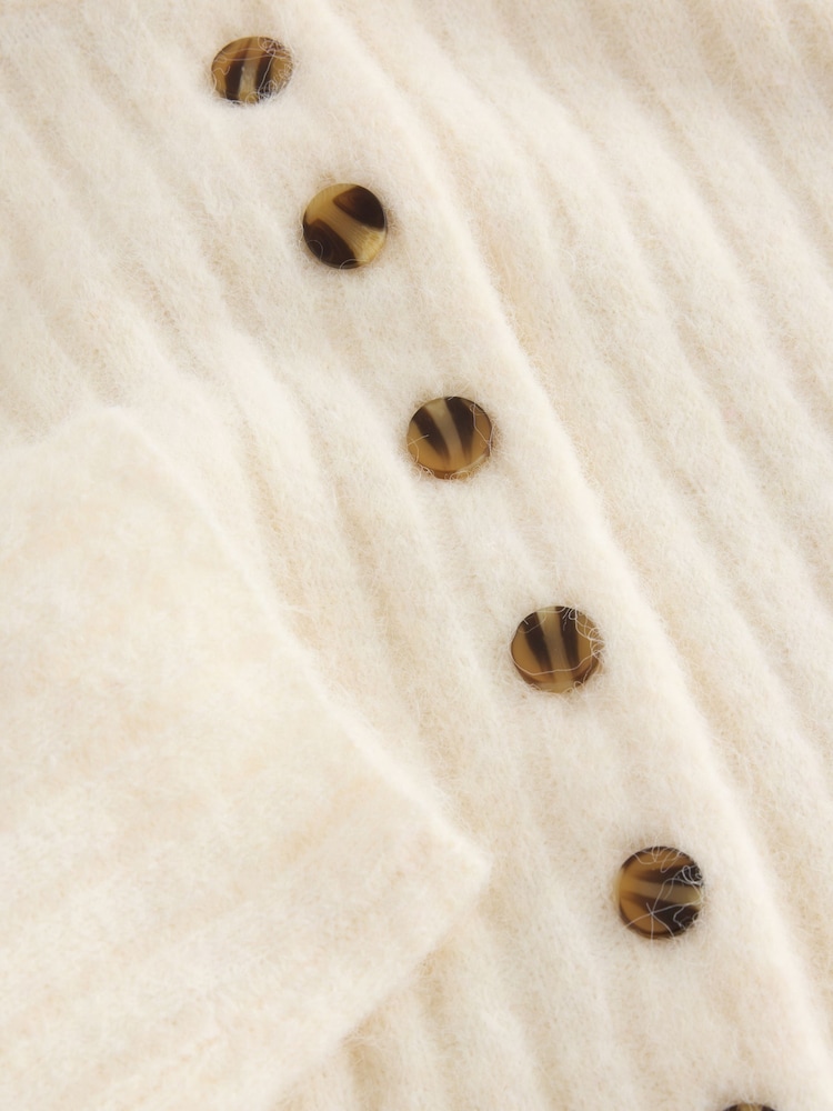Ecru Ribbed Knit Henley Mini Dress - Image 7 of 7 Ecru Ribbed Knit Henley Mini Dress - Image 7 of 7