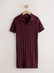 Rouge bordeaux - Mini-robe polo ultra-douce à manches courtes - Image 6 de 8