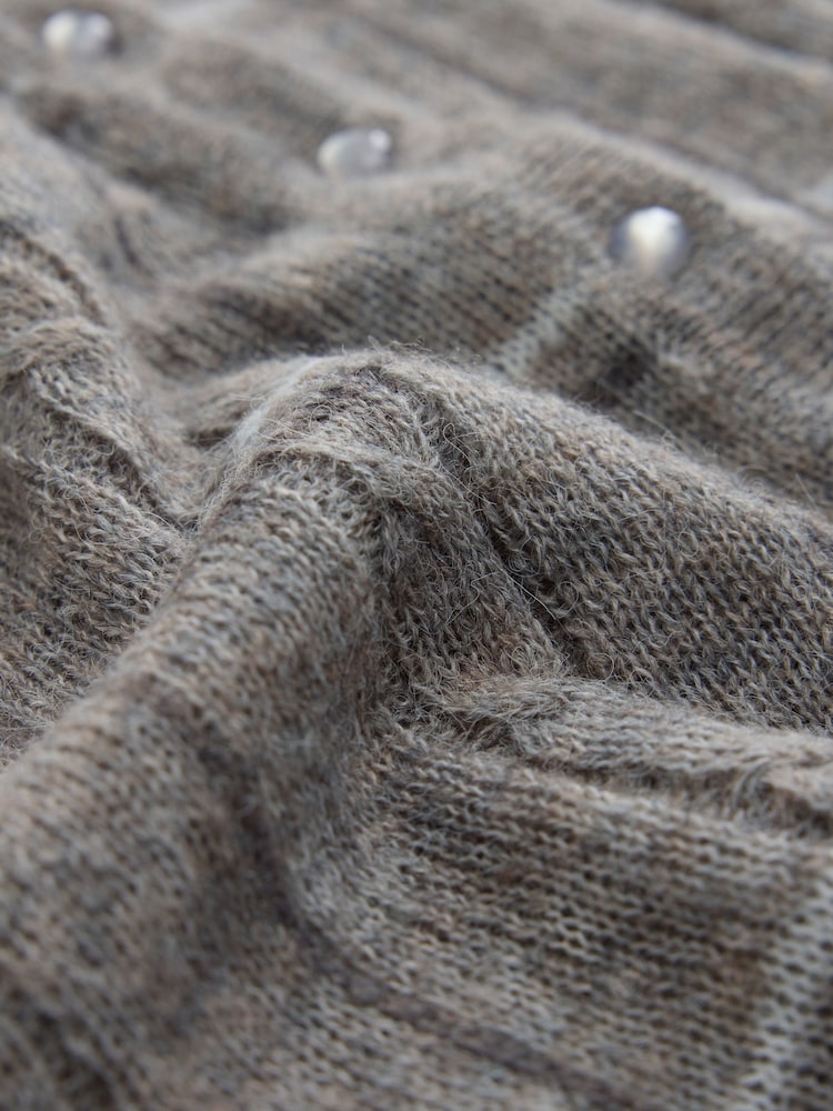 Сірий в клітинку - Sheer Knit Long Sleeve Co-Ord Cardigan - Image 2 of 3