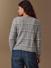 Grey Check Sheer Knit Long Sleeve Co-Ord Cardigan - Image 4 of 8