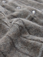 Grey Check Sheer Knit Long Sleeve Co-Ord Cardigan - Image 7 of 8