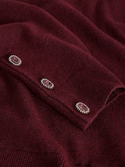 Berry Red Gem Button Supersoft Knitted Long Sleeve Shirt Layer Jumper - Image 7 of 9