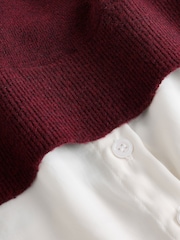Berry Red Gem Button Supersoft Knitted Long Sleeve Shirt Layer Jumper - Image 9 of 9