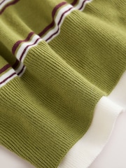 Green/Yellow Stripe Soft Touch Cotton Rich Layer Polo Jumper - Image 2 of 5