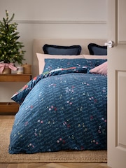 Navy Christmas Postcard Duvet Cover and Pillowcase Set - Image 2 of 6