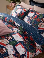 Navy Christmas Postcard Duvet Cover and Pillowcase Set - Image 3 of 6