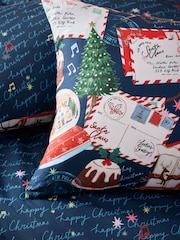 Navy Christmas Postcard Duvet Cover and Pillowcase Set - Image 4 of 6