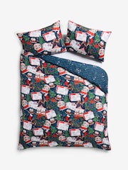 Navy Christmas Postcard Duvet Cover and Pillowcase Set - Image 5 of 6