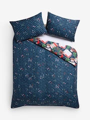 Navy Christmas Postcard Duvet Cover and Pillowcase Set - Image 6 of 6