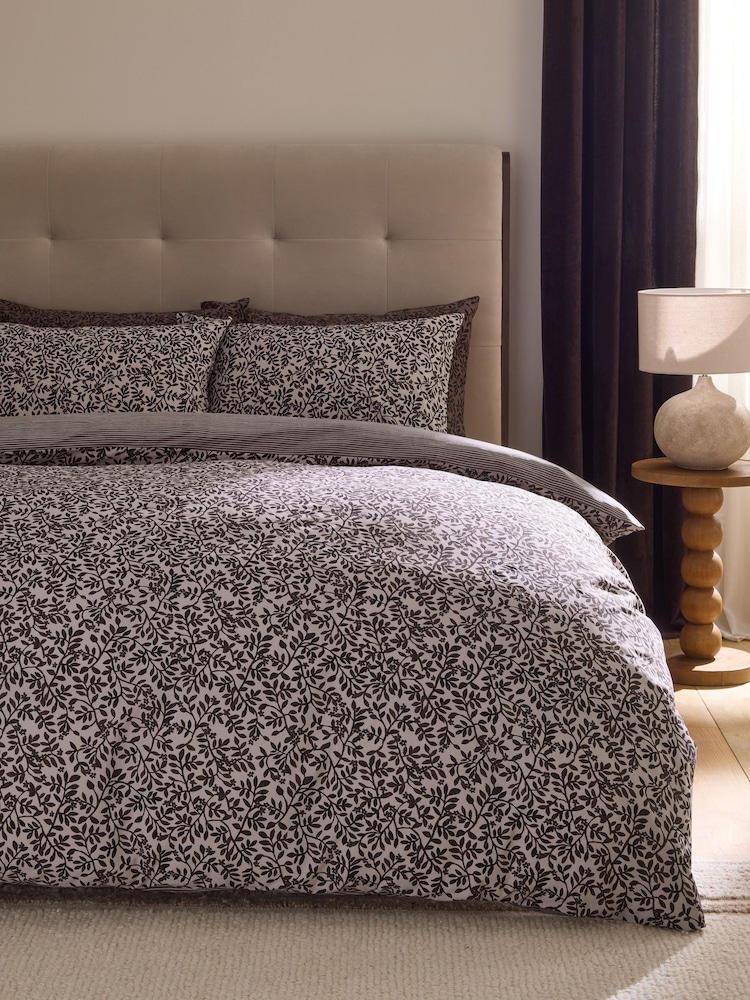 2 Pack Chocolate Brown Trailing Leaf Cotton Bed Set - Image 2 of 11 2 Pack Chocolate Brown Trailing Leaf Cotton Bed Set - Image 2 of 11