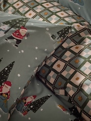 Green Santa Christmas Reversible Duvet Cover and Pillowcase Set - Image 3 of 5