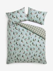 Green Santa Christmas Reversible Duvet Cover and Pillowcase Set - Image 4 of 5