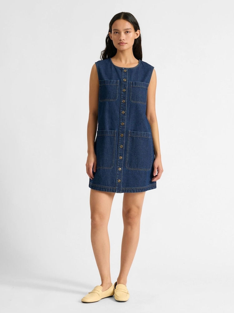 Albaray Blue Denim 4 Pocket Short Dress - Image 1 of 4